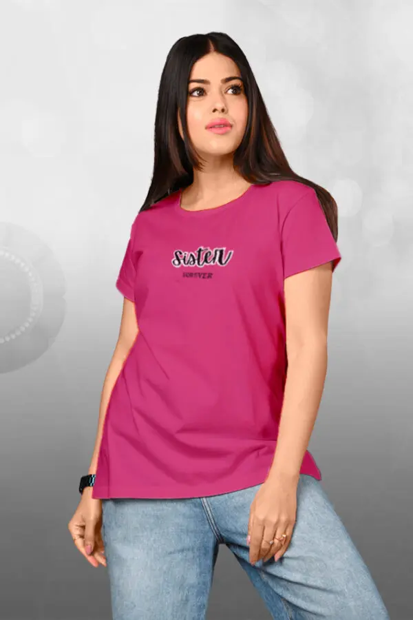 Sister Forever Womens Wear Raksha Bandhan T-shirt Multicolour