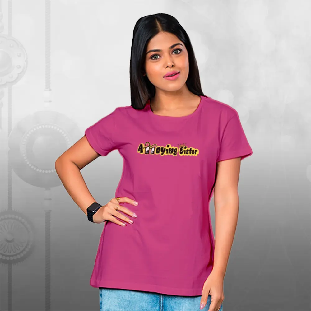 Annoying Sister Womens Wear Raksha Bandhan T-shirt - Image 6