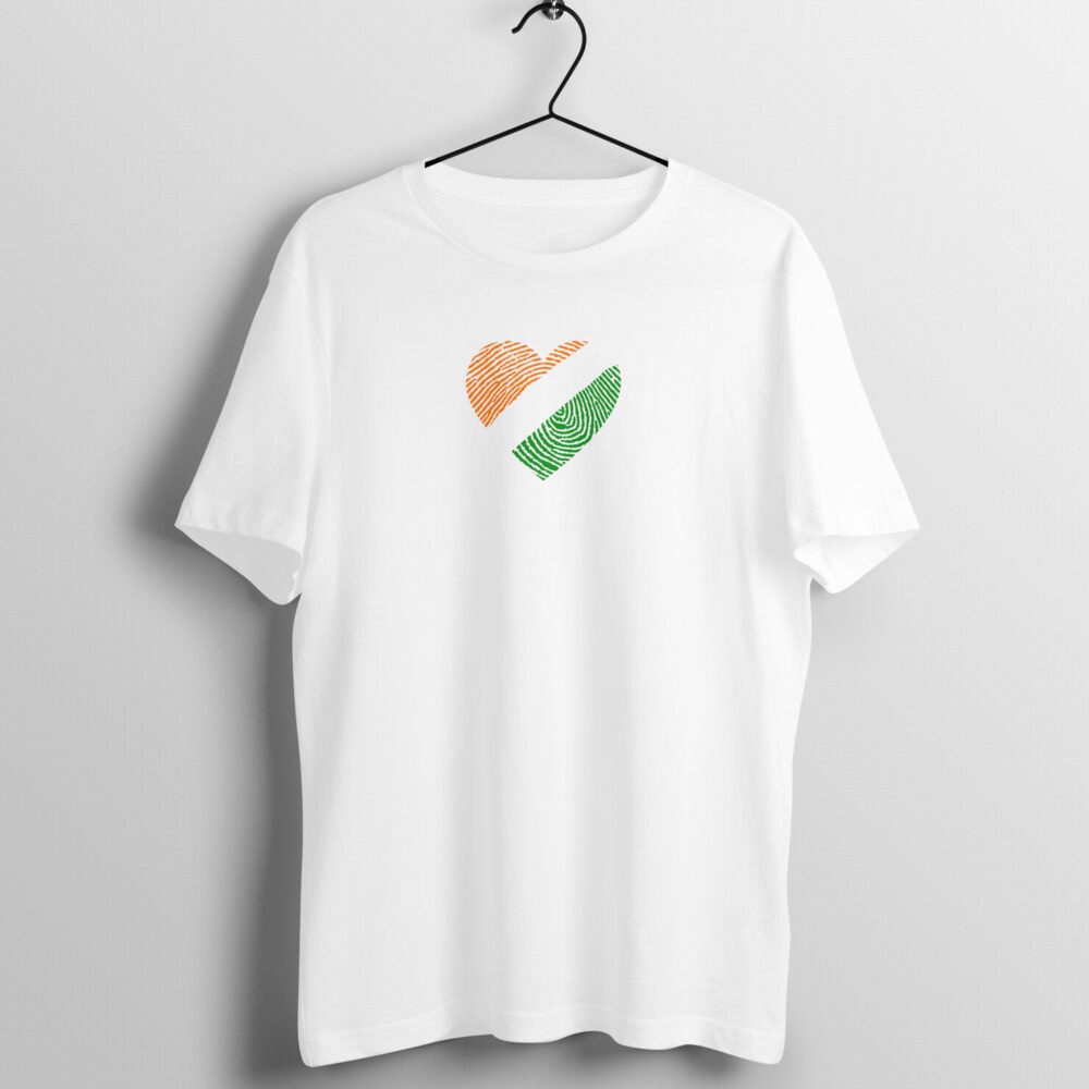 Thumb Print Unisex TriColour White T-shirt For Independence Day