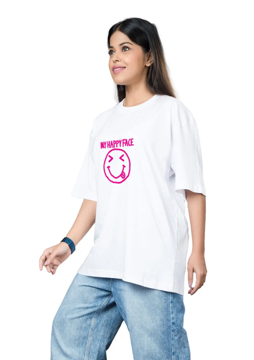 My Happy Face Women Oversize Standard T-shirt - Image 3